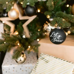 Besondere Weihnachtskugel „Let It Snow“, Schwarz, Glas, 8 Cm