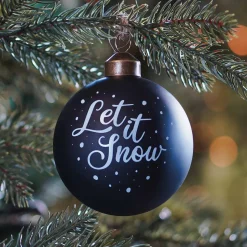Besondere Weihnachtskugel „Let It Snow“, Schwarz, Glas, 8 Cm