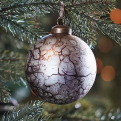 Besondere Weihnachtskugel Hydro Dipping, Bronze, Glas, 8 Cm