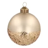 Besondere Weihnachtskugel In Glitzergold Getaucht, Taupe, Glas, 8 Cm