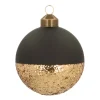 Besondere Weihnachtskugel In Glitzergold Getaucht, Schwarz, Glas, 8 Cm