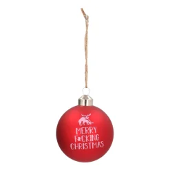 Besondere Weihnachtskugel „Merry F*cking Christmas“, Rot, Glas, 8 Cm