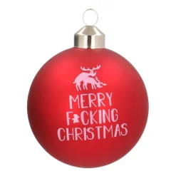 Besondere Weihnachtskugel „Merry F*cking Christmas“, Rot, Glas, 8 Cm