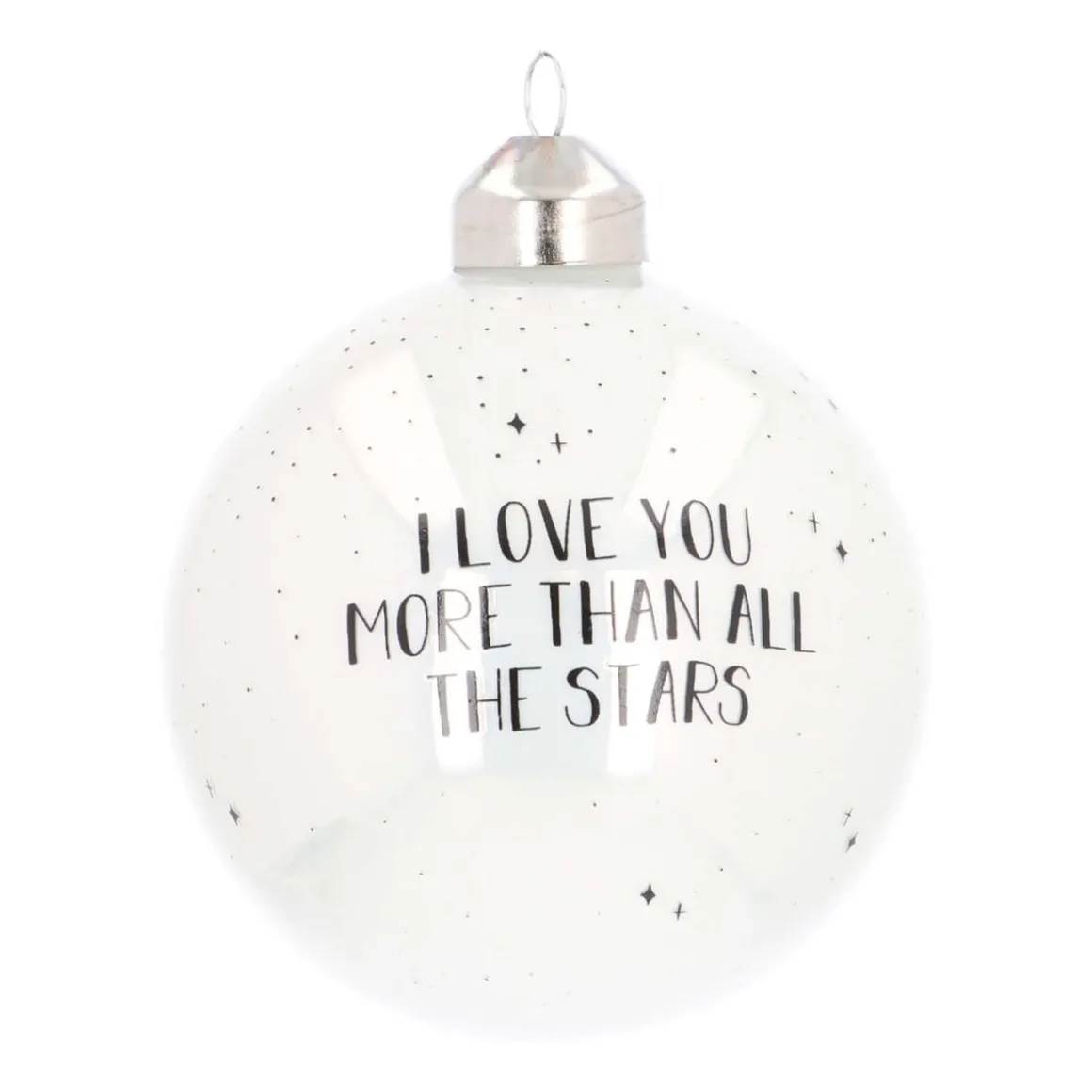 Besondere Weihnachtskugel „Love You More“, Weiß, Glas, 8 Cm