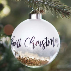Besondere Weihnachtskugel „It's All About Christmas“, Transparent, Glas, 8 Cm