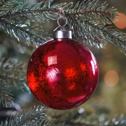 Besondere Weihnachtskugel Krakelee, Rot, Glas, 8 Cm