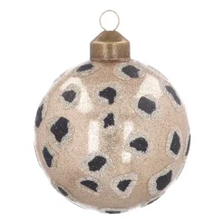 Besondere Weihnachtskugel Leoprint, Hellgold, Glas, 8 Cm
