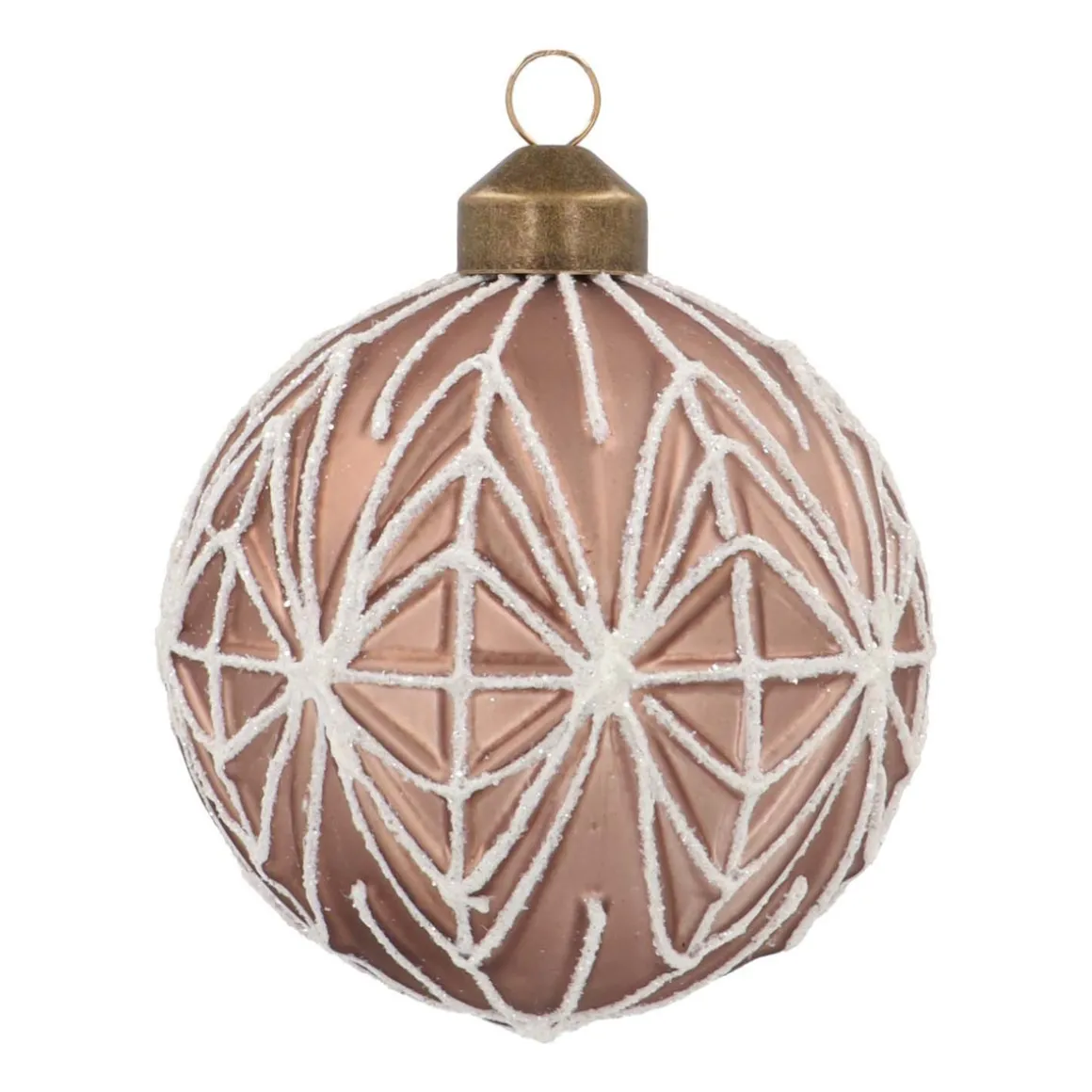 Besondere Weihnachtskugel Geometrisches Relief, Taupe, Glas, 8