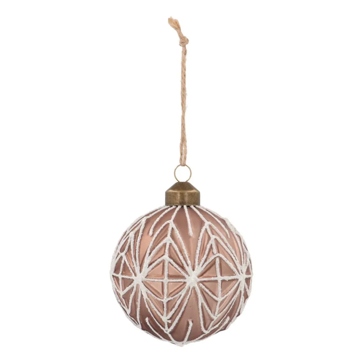 Besondere Weihnachtskugel Geometrisches Relief, Taupe, Glas, 8
