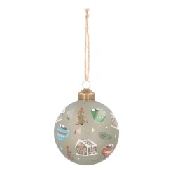 Besondere Weihnachtskugel Mit Weihnachtsmotiven, Cottage Green, Glas, 8 Cm