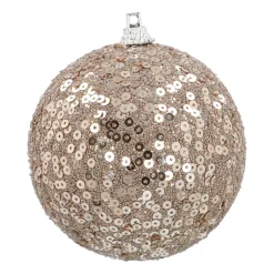 Bezaubernde Weihnachtskugel Pailletten, Champagner, Kunststoff, 8 Cm