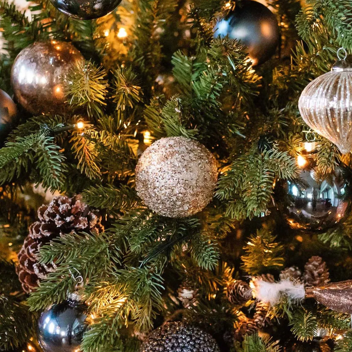 Bezaubernde Weihnachtskugel Perlen, Champagner, Kunststoff, 8 Cm