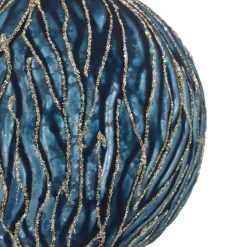 Blaue Weihnachtskugel Mit Organischen Relief-Linien