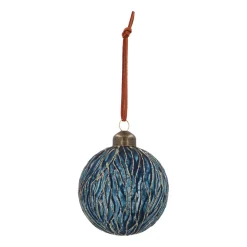 Blaue Weihnachtskugel Mit Organischen Relief-Linien
