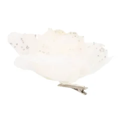 Blume Mit Clip Weiß, Aus Kunststoff, 12 Cm