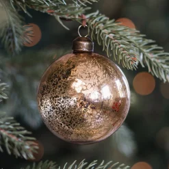 Bronzene Weihnachtsbaumkugel Mit Vintage-Craquelé