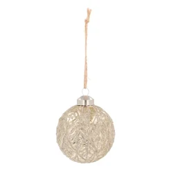 Champagnerfarbene Weihnachtskugel Mit Blattader-Relief