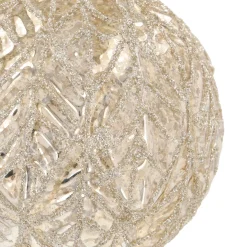 Champagnerfarbene Weihnachtskugel Mit Blattader-Relief