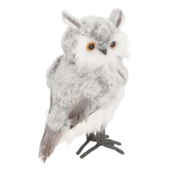 Christbaumschmuck Eule, Stehend, Grau-weiß, 23 Cm