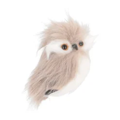 Christbaumschmuck Eule, Stehend, Braun-weiß, 9 Cm