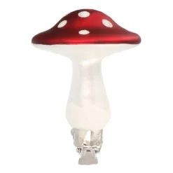 Christbaumschmuck Fliegenpilz Mit Clip, Rot-weiß, Glas, 8 Cm