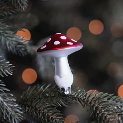 Christbaumschmuck Fliegenpilz Mit Clip, Rot-weiß, Glas, 8 Cm