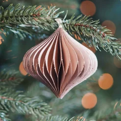Christbaumschmuck Papier Zwiebelform, Taupe, 8 Cm