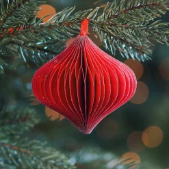 Christbaumschmuck Papier Zwiebelform, Rot, 8 Cm