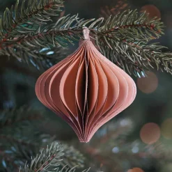 Christbaumschmuck Papier Zwiebelform, Altrosa, 8 Cm
