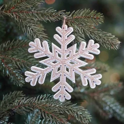 Christbaumschmuck Schneeflocke, Champagner, Holz, 12 Cm