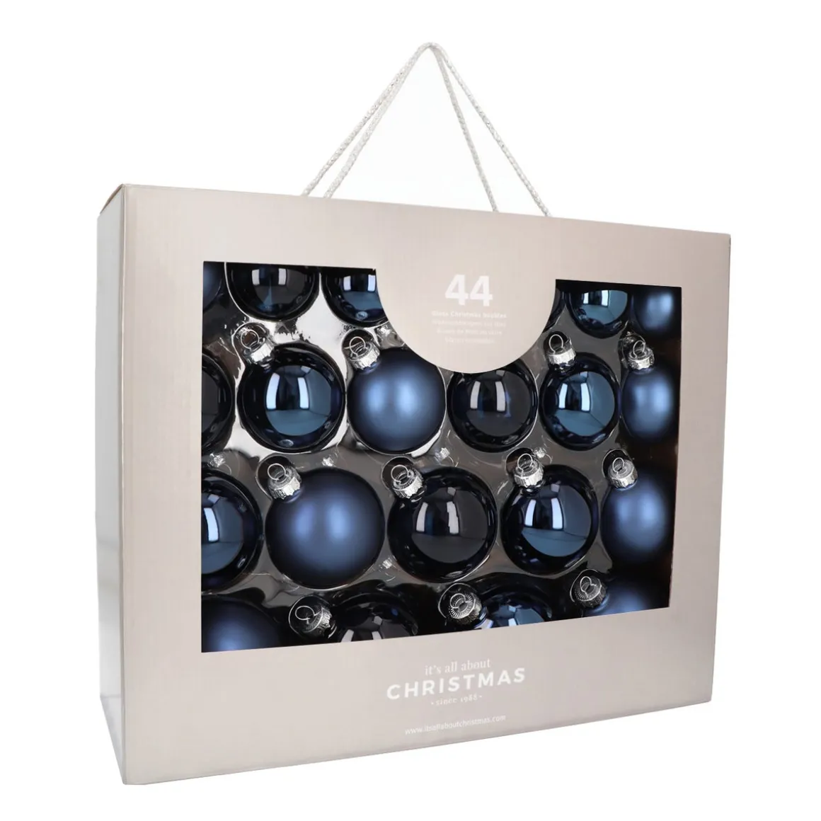 Cooles Denim Blue Weihnachtskugel-Set 44 Stück In Praktischer Box