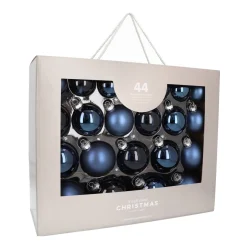 Cooles Denim Blue Weihnachtskugel-Set 44 Stück In Praktischer Box