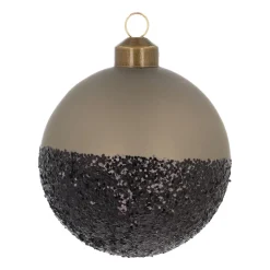 Cottage-grüne Weihnachtskugel Mit Schwarzem Glitter-Dip