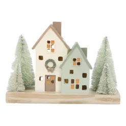 Deko-Häuser Mit LED-Beleuchtung, Polyresin, 21 Cm