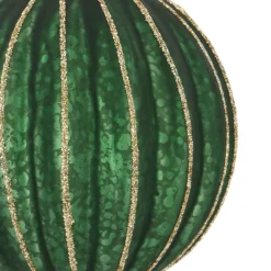 Dunkelgrüne Weihnachtskugel Mit Goldenen Glitzerstreifen