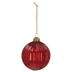 Dunkelrote Craquelé-Weihnachtskugel Mit Glitzerlinien