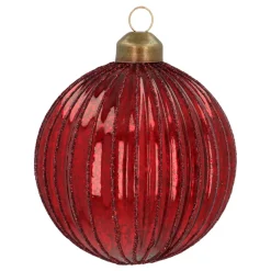 Dunkelrote Craquelé-Weihnachtskugel Mit Glitzerlinien