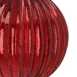 Dunkelrote Craquelé-Weihnachtskugel Mit Glitzerlinien