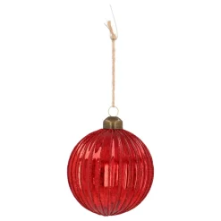 Dunkelrote Craquelé-Weihnachtskugel Mit Glitzerlinien