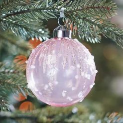 Edle Weihnachtskugel Eiszpafen, Rosa, Glas, 8 Cm