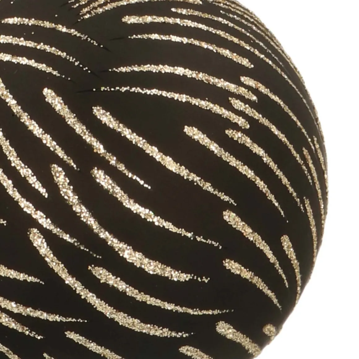 Edle Weihnachtskugel Goldstreifen, Schwarz, Glas, 8 Cm