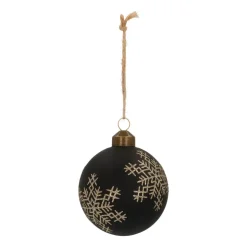 Edle Weihnachtskugel Schneeflocke, Schwarz, Glas, 8 Cm