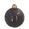 Edle Weihnachtskugel Streifen Elegant, Schwarz, Glas, 8 Cm