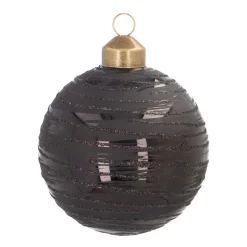 Edle Weihnachtskugel Streifen Elegant, Schwarz, Glas, 8 Cm