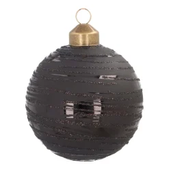 Edle Weihnachtskugel Streifen Elegant, Schwarz, Glas, 8 Cm