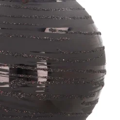 Edle Weihnachtskugel Streifen Elegant, Schwarz, Glas, 8 Cm