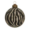Edle Weihnachtskugel Tigerprint, Schwarz, Glas, 8 Cm