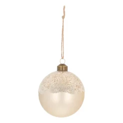 Elegante Wollweiße Weihnachtskugel Mit Zweigen Aus Perlensteinen