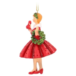 Eleganter Weihnachtsanhänger: Frau Mit Rotem Kleid