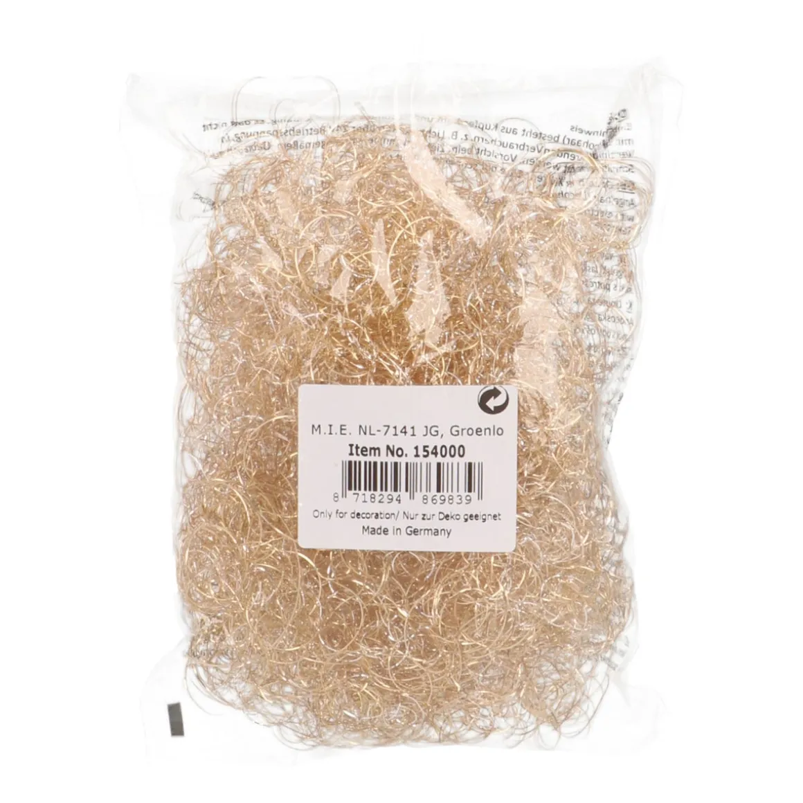 Engelshaar Lametta, Hellgold, Feines Metall, 15 G